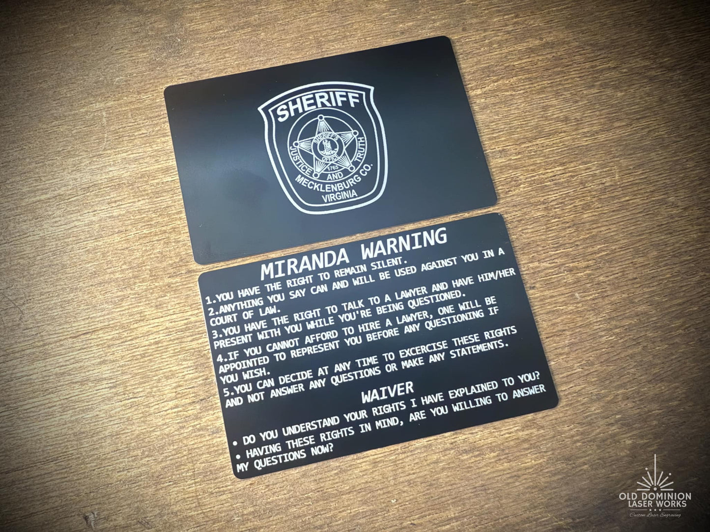 Miranda Warning Metal Card